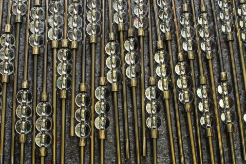 Banister 3, brass, glassbeads, detail