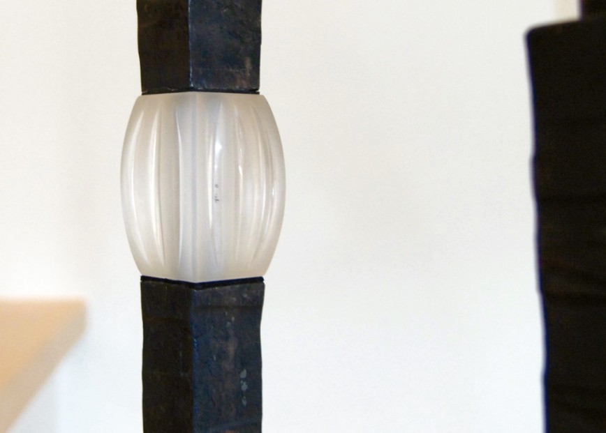 Banister 1, forged iron glass, detail