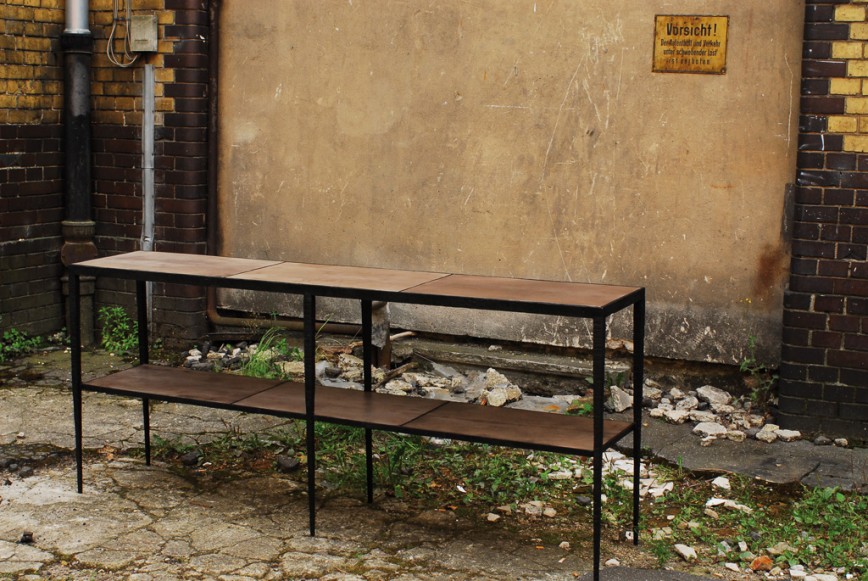 Giaco deux-console table-forged iron-brown Parchment