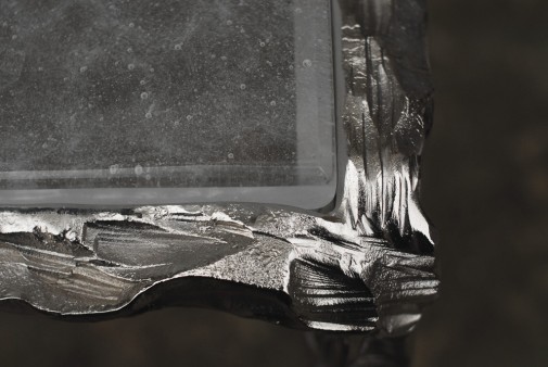 console tabe-annette-forged-sculptured-iron-nickel-pate de verre-glass