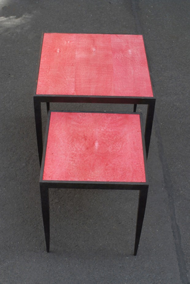 Giaco-side table-nesting table-forged iron-galuchat