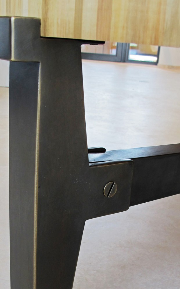 Helios-Low table-bronze patinated-base detail