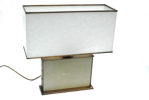 Laphitos-Table lamp-bronze patinated-Galuchat-glass