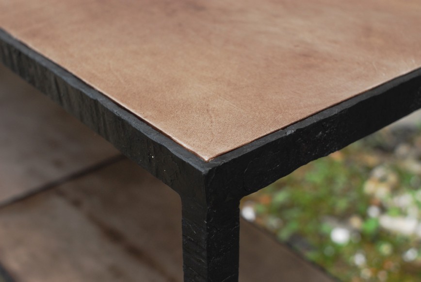 Giaco deux-console table-forged iron-brown parchment